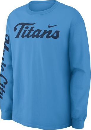 Nike Tennessee Titans Rivalries Collection Max90 Nike Mens NFL Long-Sleeve T-Shirt in Blue | 04T94AI9V-45K