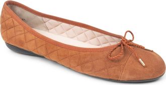Paul Mayer Attitudes Best Cap Toe Ballet Flat in Cognac Suede at Nordstrom, Size 8.5