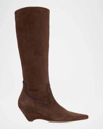Cinq &agrave; Sept Resort Marta 60MM Whipstitched Suede Boots