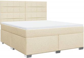 vidaXL Cama Box Spring Con Colch&oacute;n Tela Color Crema 180x200 Cm Vidaxl