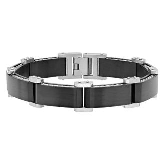 Robert Alton Matte Black Finish Mens Stainless Steel Bracelet