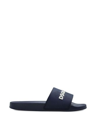 Dsquared2 Navy Blue Slip-On Sandals With Logo Lettering