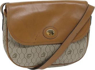 Dior Honeycomb Beige Canvas Shoulder Bag (Pre-Owned)