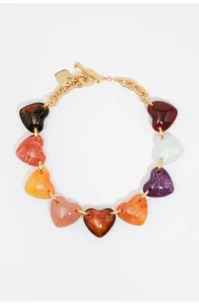 Bimba & Lola Resin Hearts Necklace in Brown at Nordstrom