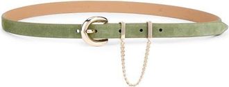Ettika Chain Buckle Leather Belt in Olivine at Nordstrom, Size X-Small