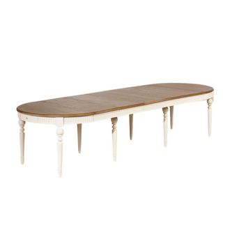 Robin des Bois Mesa ovalada de roble con 5 extensiones para 6/12 cubiertos blanca
