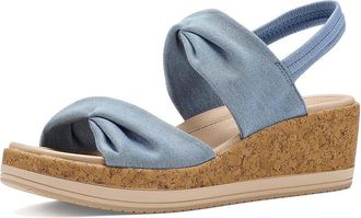 Life Stride Riley Slingback Sandals Womens Wedge Shoes Blue : 8.5 M (B), Textile