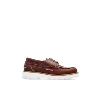 Dsquared2 Leren Schoenen - Heren - Bootschoenen - Bruin - 45 EU - Leer - Schoenen