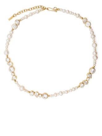 Completedworks Glitch crystal-pearl necklace - Gold
