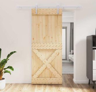 vidaXL Vidaxl - Puerta Corredera Con Herrajes Madera Maciza De Pino 85x210 Cm