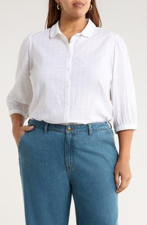 Seasalt Cornwall Hope Cottage Organic Cotton Button-Up Shirt at Nordstrom, Size 18W