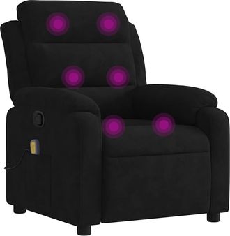 vidaXL Sill&oacute;n De Masaje Reclinable De Terciopelo Negro Vidaxl