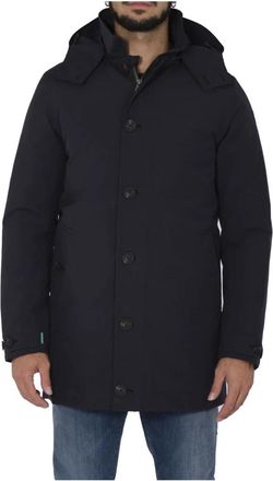 Save The Duck Blauwe herenjas met afneembare capuchon - Heren - Winterjassen - Blauw - 2XL - Jassen
