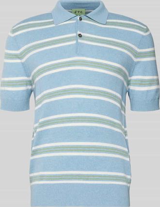 FTC Poloshirt aus Baumwoll-Lyocell-Mix mit Kaschmir-Anteil mit gerippten Abschl&uuml;ssen in Hellblau, Gr&ouml;&szlig;e 48