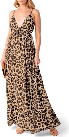 Flying Tomato Print Woven Maxi Dress in Leopard at Nordstrom Rack, Size Medium