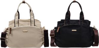 Generic Women Nylon Large Capacity Shoulder Bag with Zipper for Outings Commuting(Black)