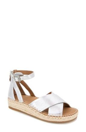 Gentle Souls Leon Ankle Strap Wedge Sandal in Silver Leather at Nordstrom Rack, Size 7.5