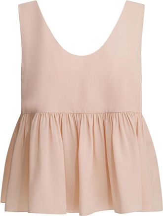 Chlo&eacute; Zijden cr&ecirc;pe de chine top - Dames - Tops zonder mouwen - Roze - S - Tops
