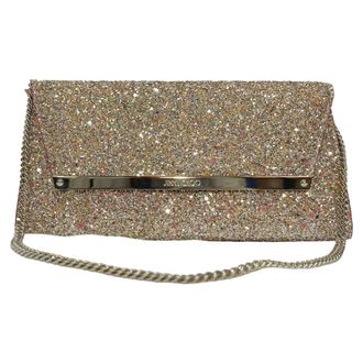Jimmy Choo London Margot Chain Clutch in Silver Glitter