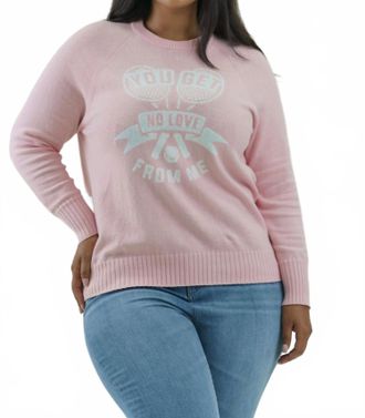 Minnie Rose You Get No Love From Me Long Sleeve Sweater - Plus In Pink Pearl