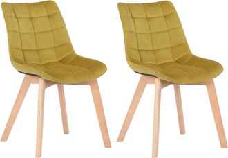 Clp Clp - Set De 2 Sillas De Comedor Passaic En Terciopelo Amarillo