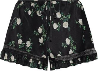 Dolce & Gabbana Silk Floral Motif Shorts - Dames - Bermuda - Zwart - M - Satijn - Korte Broeken