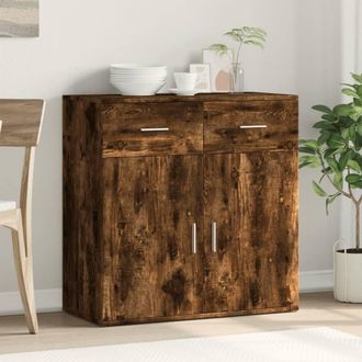 Berkfield Home Sideboard Smoked Oak 79x38x80 cm Engineered Wood in Brown | Size: 79 x 38 x 80 cm