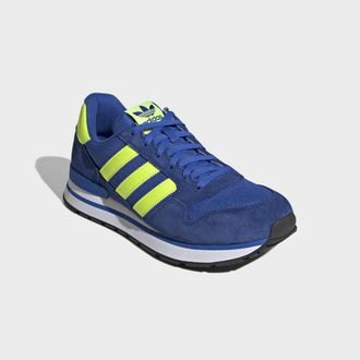 adidas Sneaker ADIDAS ORIGINALS ZX 500 RS, Gr. 44,5, blau, solar gelb, royal blau, Leder, Textil, Schuhe Sneaker