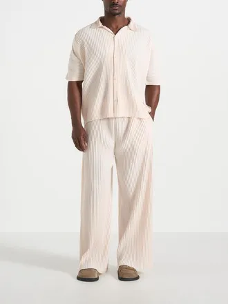 Mani&egrave;re De Voir Jonas Pleated Wide Leg Pants in Cream at Nordstrom, Size X-Small/small