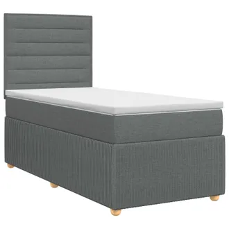 vidaXL Letto Box Spring Con Materasso Grigio Scuro 90 X 200 Cm Tessuto Vidaxl