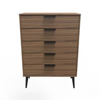 Welcome Furniture Helsinki Ready Assembled 5 Drawer Chest in Carini Walnut - Welcome Furniture | TJ Hughes