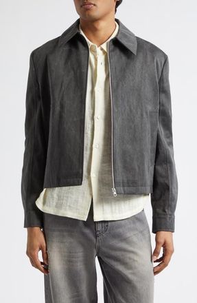 S&eacute;fr Tazio Washed Cotton Twill Jacket in Marble Charcoal Twill at Nordstrom, Size Medium