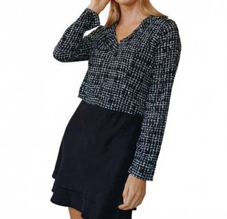 Bella Dahl Long Sleeve Ruffle Top In Grid Print