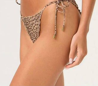 PQ Swim Raja Embroidered Lettuce Edge Tie Side Bikini Bottom In Leopard