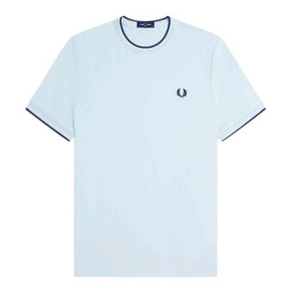 Fred Perry Tops, unisex, Blauw, S, Celeste Contrast Geribbelde Tee