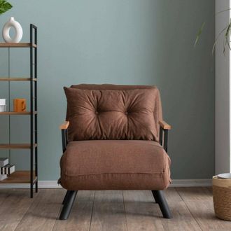 Dmora Butaca Keoni, Sill&oacute;n Reclinable, Brazos, Soporta 100 Kg, 60x78x78h Cm Marr&oacute;n Arena