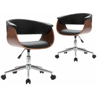 vidaXL Sillas De Comedor Giratorias 2 Unidades Cuero Sint&eacute;tico Negro Vidaxl