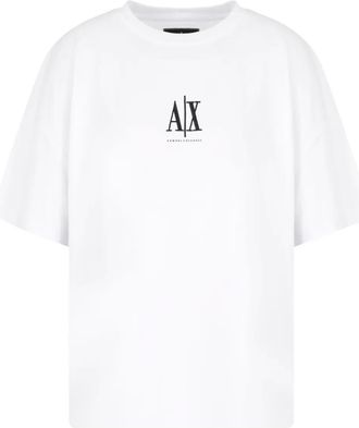 A|X Armani Exchange logo-embroidered T-shirt - women - Cotton - S - White