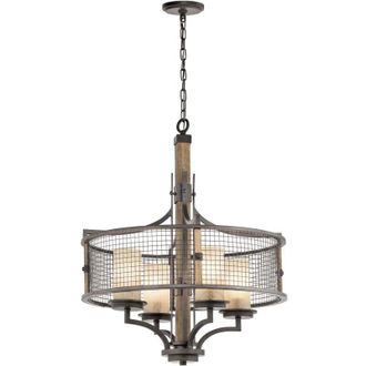 OEM Hierro, Madera Y M&aacute;rmol - L&aacute;mpara De Ara&ntilde;a De 4 Luces