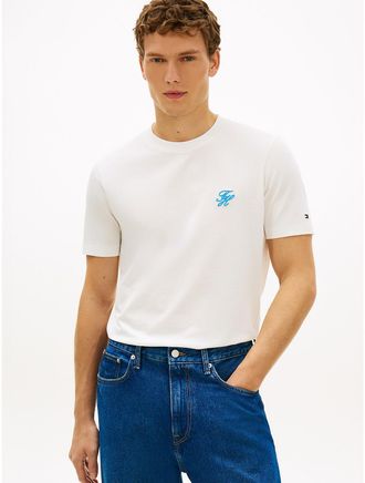 Tommy Hilfiger Mens Embroidered Script Monogram T-Shirt - White - XXL