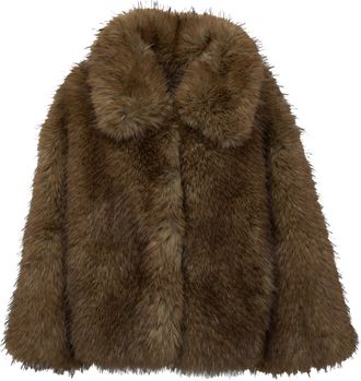 Essentiel Kastanje Faux Fur Oversized Coat