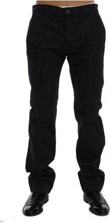 Gianfranco Ferre Blauwe Katoenen Stretch Chinos Rechte Pasvorm - Heren - Chinos - Blauw - M - Katoen - Broeken