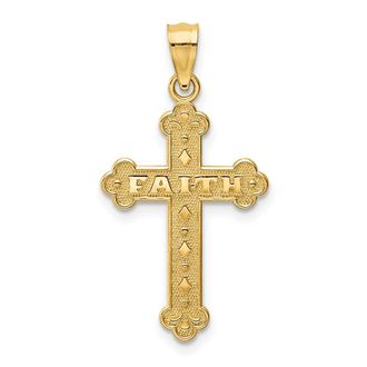 Diamond2Deal 14k Yellow Gold Satin Polished Faith Cross Pendant