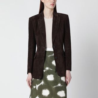 Sword 6.6.44 Brown single-breasted suede jacket