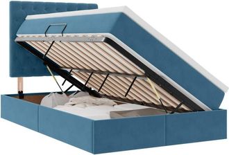 vidaXL Bed with Mattress with Headboard Blue 120 x 190 cm Velvet vidaXL