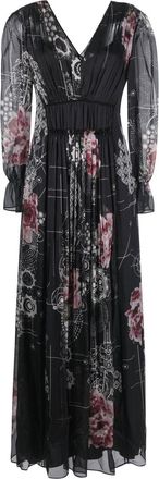 Alberta Ferretti floral print V-neck maxi dress - women - Acetate/Silk/Polyamide/Spandex/Elastane/Silk - 40 - Black