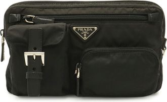 Prada Black Nero Nylon Leather Fanny Pack Pouch Sling Bag (Pre-Owned)
