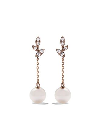 Tasaki Orecchini Kugel in oro rosa 18kt, perla e diamanti