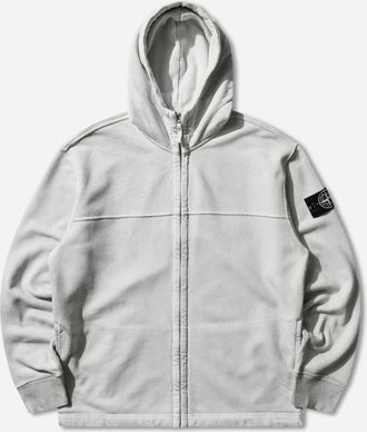 Stone Island Men s Organic Cotton Fleece Reflective Garment Lamination Zip Hoodie Sky Blue