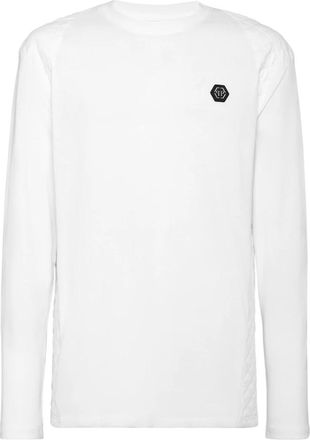 Philipp Plein T-Shirt Ronde Hals - Heren - Longsleeves - Wit - 4XL - Katoen - Tops